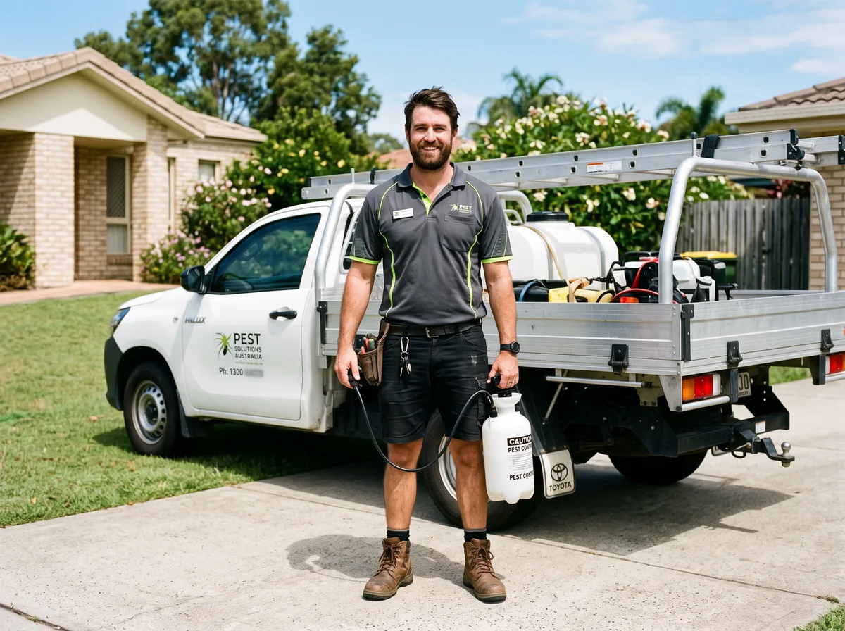A Complete Termite Solutions technician with the company ute